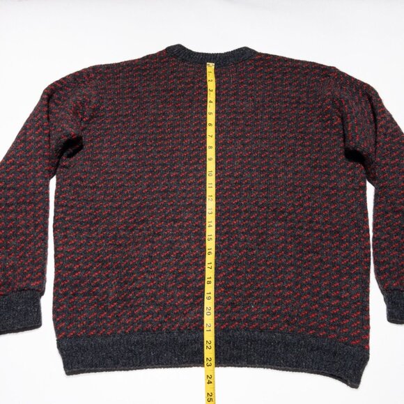 Vintage L.L. Bean Birdseye Sweater Women's Large Norway Fisherman Wool Red Gray - Picture 7 of 10